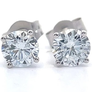 0.75 Carat Diamond Round Solitaire Stud Earrings in 14k White Gold VIDEO