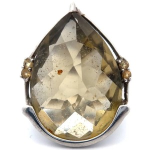 MASSIVE 20 Carat Natural Citrine Pear Solitaire Estate Ring VIDEO