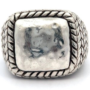 Hammered Square Signet Top Rope Textured Mens Ring VIDEO