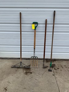 Potato Fork, 3 Hoes & Scraper
