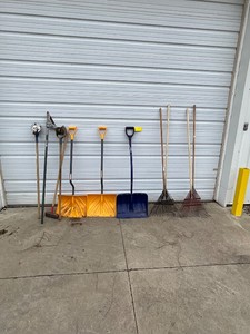 3 Snow Shovels, 4 Rakes, 1 Lawn Shear & 2 Edgers
