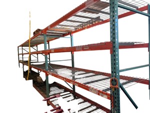 4-Bay Pallet Racking System  32 L  8 H  42 D  4 Levels w Wire Decking