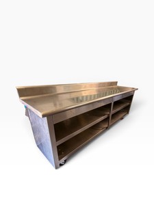8 Heavy-Duty Stainless Steel Mobile Work  Prep Table w Double Shelves & Casters