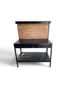multi-purpose black steel garage workbench