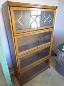 Bookcase, Lawyers Style, Leaded Glass Top Shelf Door