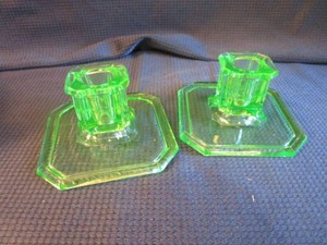 Vaseline Candle Holders