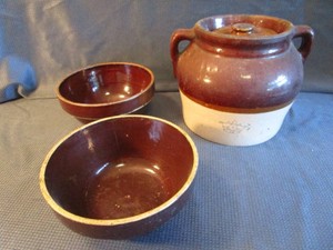 Crown Bean Crock & Bowls