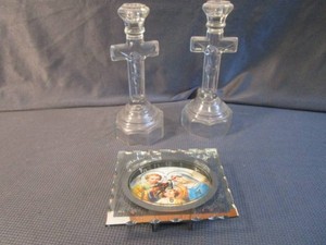 Crucifix Candle Stands, Clock