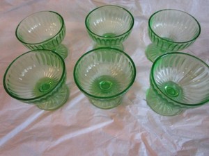 Green Depression Ribbed Sherbets