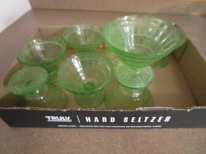 Green Depression Footed Sherbets