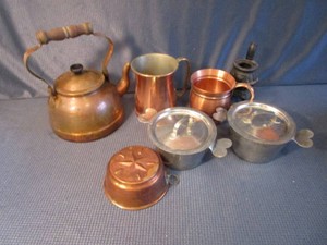 Copper T-pot, Mugs, Molds, Cast Stove