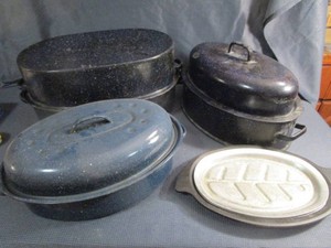 Vintage Enamel Roasters, Steak Plate