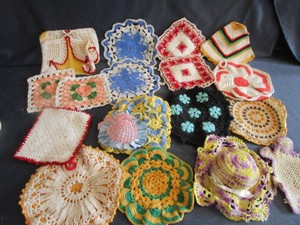 Vintage Crocheted Hot Pads, Pin Cushions