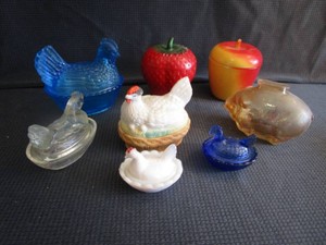 Nesting Chickens, Jam Jars