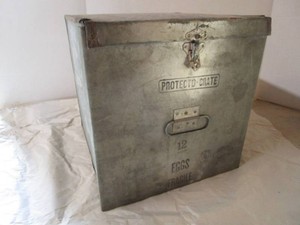 Antique Metal Shipping Crate for Eggs