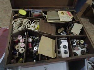 Vintage Wooden Box & Buttons