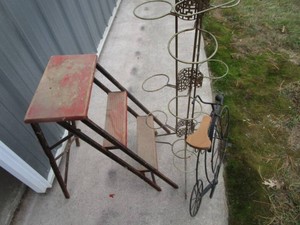 Vintage Folding Stool, Plant Holder