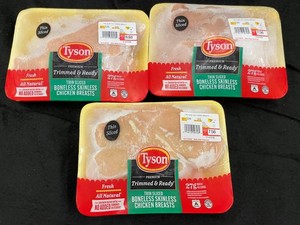J - Tyson Thin-Sliced Boneless Skinless Chicken Breasts (Lot of 3)
