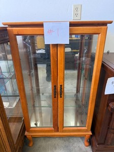 Light Oak Glass Curio Cabinet, 2-Door