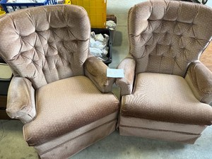 Pair of Mauve Tufted Wingback Chairs