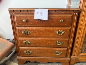 Oak 4-Drawer Chest with Brass Hardware