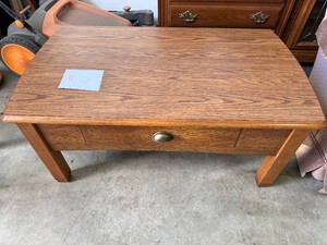 Oak Coffee Table with Center Drawer