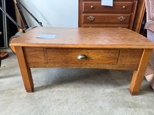 Oak Coffee Table with Center Drawer