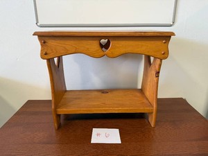 Pine Heart-Cutout Side Table with Shelf