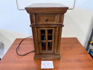 Small Wood Cabinet with Drawer, Glass Door & Charging Station