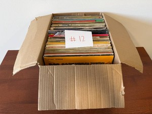 Box Lot of Vinyl LPs & 45s  Country, Christmas, Pop