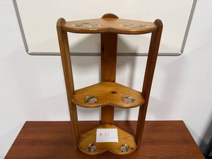 3-Tier Pine Corner Plant Stand with Floral Decals