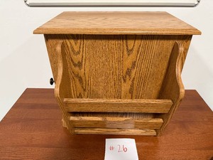 Oak Magazine Rack Cabinet  End Table