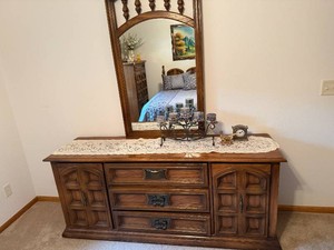 Wood Dresser with Matching Mirror