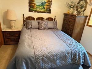 Wood Bed with Mattress - Queen