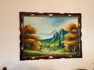 Framed Mountain Landscape Painting