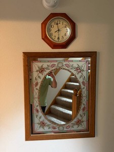 Wall Clock and Floral Wall Mirror