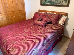 Wood Sleigh Bed with Mattress