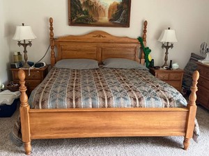 King Size Wood Bed with Mattress