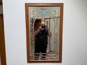 Wood-Framed Floral Wall Mirror
