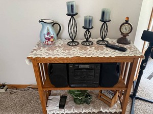 Pitcher, Candle Holders & Clock Lot