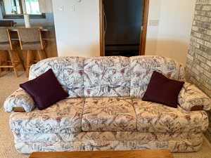 Patterned Sofa with Pillows