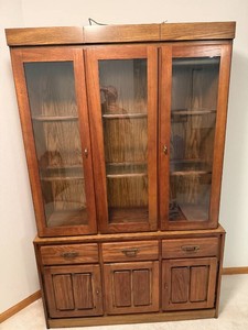 Oak Two-Piece Display Cabinet