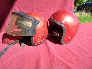 (2) Vintage Motorcycle Helmet