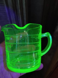 Vintage Uranium Glass Measuring Cup