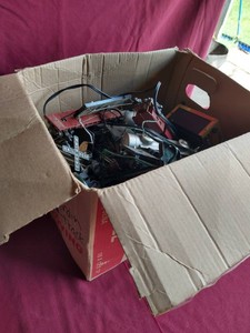 Large Box of VintageAntique Trains, Track, Etc