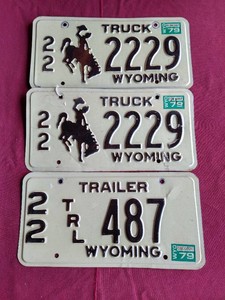 (3) Vintage Wyoming License Plates