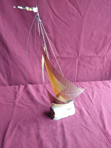 Copper & Marble Sailboat - Signed by Artist DeMott