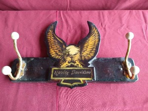Vintage Homemade Harley-Davidson Wall Hanging Coat Hanger