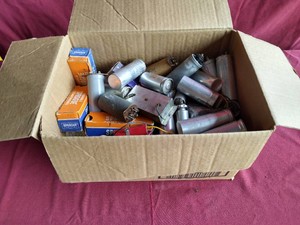 Box FULL of Vintage Electrical Components - Capacitors, Etc