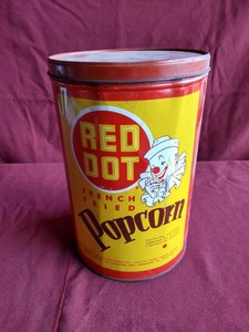 Vintage Red Dot Popcorn Metal Tin